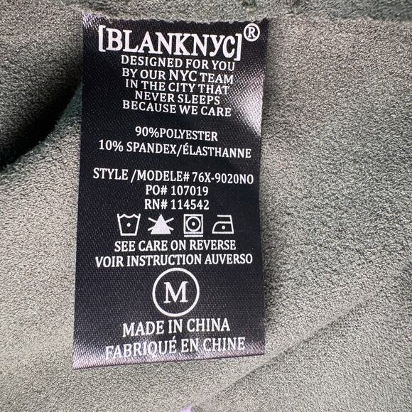 BLANK NYC Women's sz Medium Green Drape Front Faux Suede Jacket 2-in-one - Picture 6 of 10